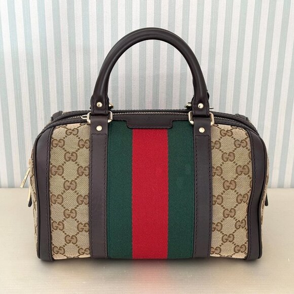 Gucci Vintage Web Boston Bag GG Canvas - Picture 2 of 10